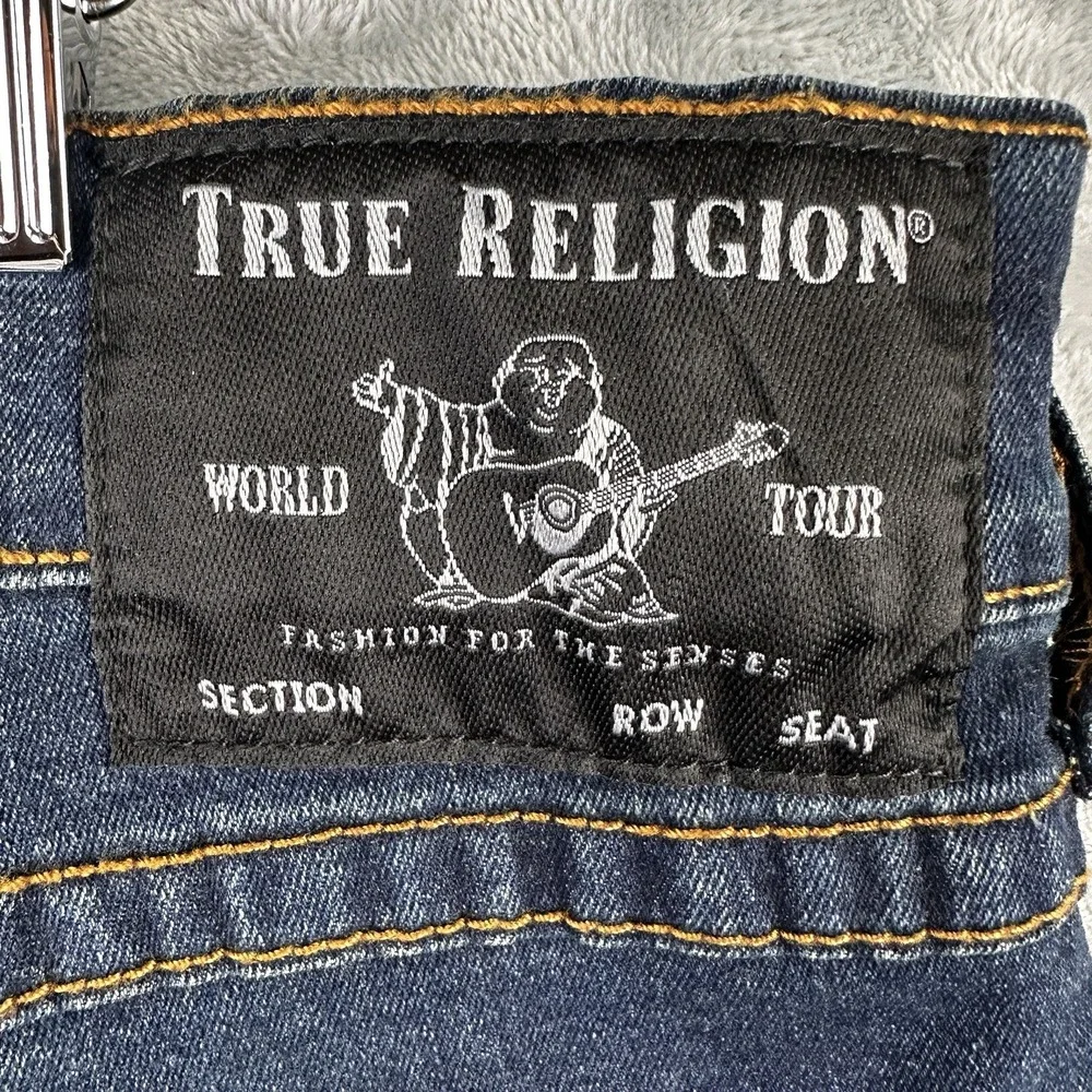 True Religion Ricky Jeans Mens 36x30 Relaxed Straight Dark Wash Flap Pocket
